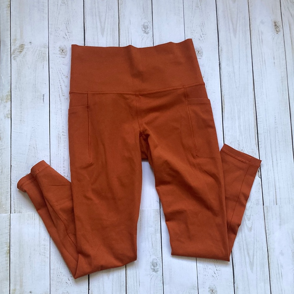 Athleta Ultimate II 7/8 Stash Pocket Tight Orange Sz Xs